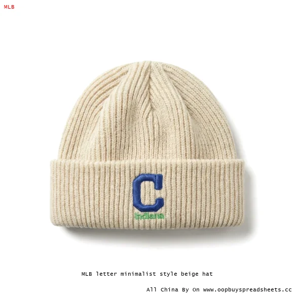 MLB letter minimalist style beige hat