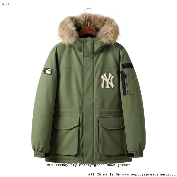 MLB trendy style army green down jacket
