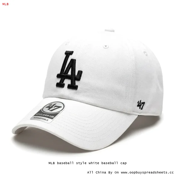 MLB baseball style white baseball cap