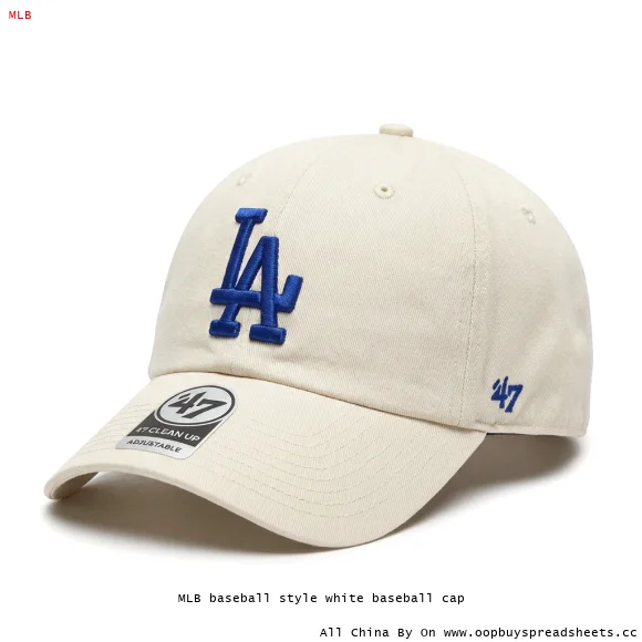 MLB baseball style white baseball cap