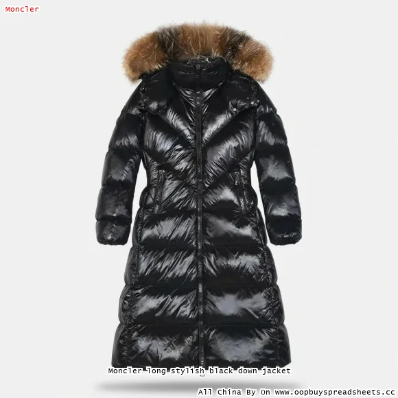 Moncler long stylish black down jacket