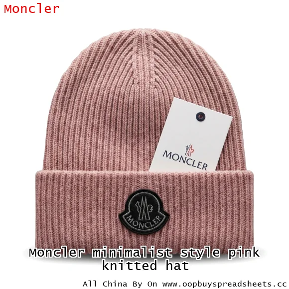 Moncler minimalist style pink knitted hat