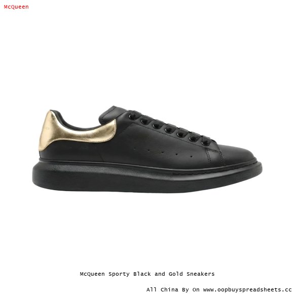 McQueen Sporty Black and Gold Sneakers