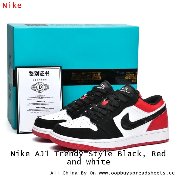 Nike AJ1 Trendy Style Black, Red and White