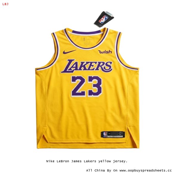 Nike LeBron James Lakers yellow jersey.