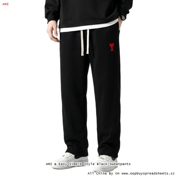 AMI & Easy Simple Style Black Sweatpants