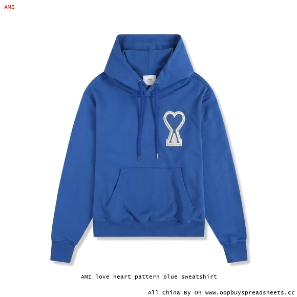 AMI love heart pattern blue sweatshirt
