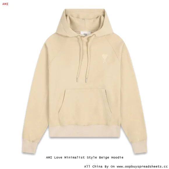 AMI Love Minimalist Style Beige Hoodie