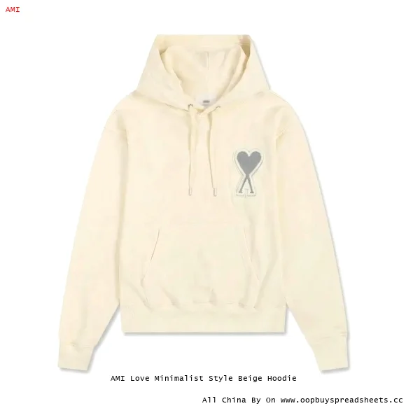 AMI Love Minimalist Style Beige Hoodie