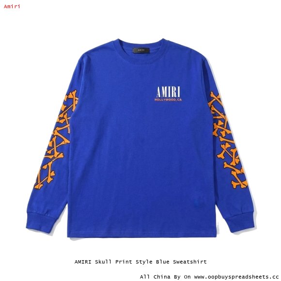 AMIRI Skull Print Style Blue Sweatshirt
