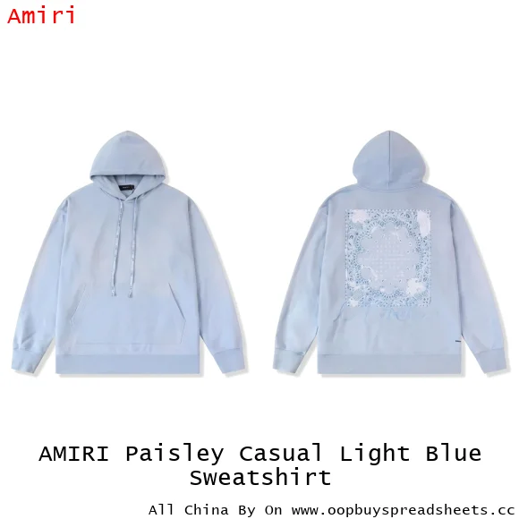 AMIRI Paisley Casual Light Blue Sweatshirt