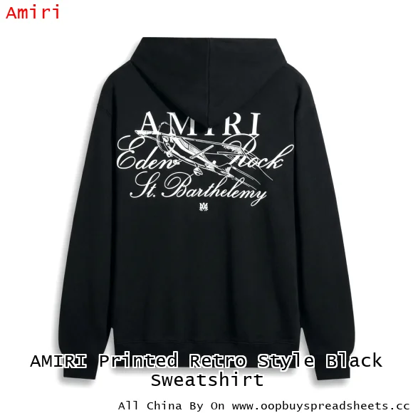 AMIRI Printed Retro Style Black Sweatshirt