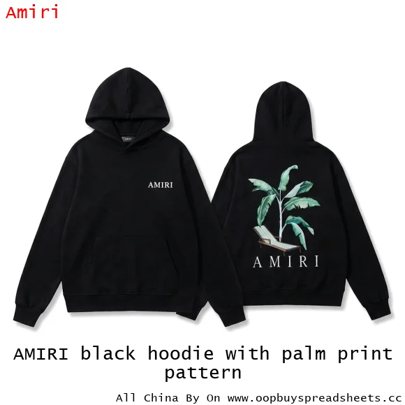 AMIRI black hoodie with palm print pattern