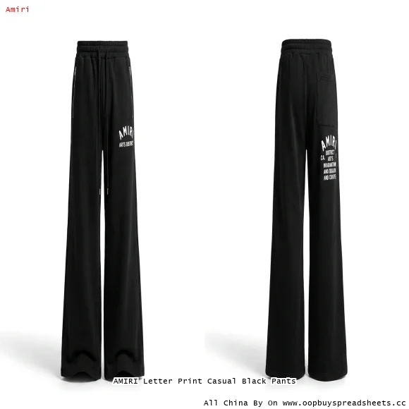 AMIRI Letter Print Casual Black Pants