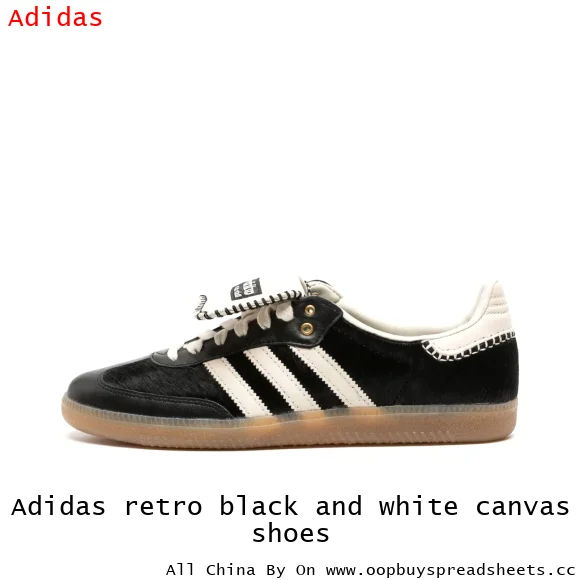 Adidas retro black and white canvas shoes