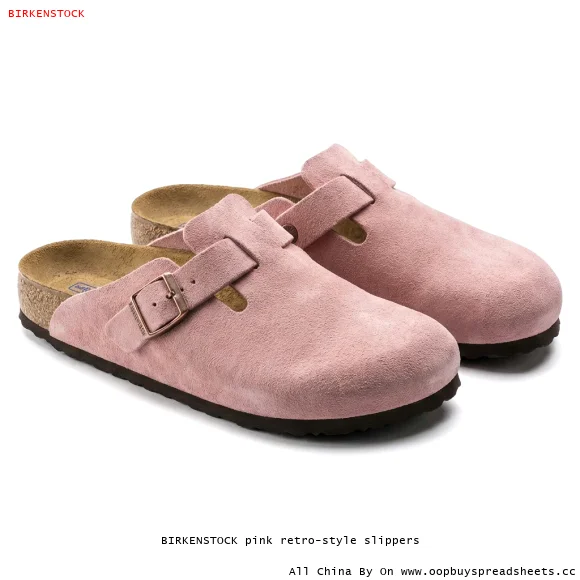 BIRKENSTOCK pink retro-style slippers