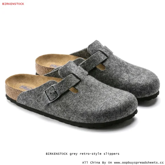 BIRKENSTOCK grey retro-style slippers
