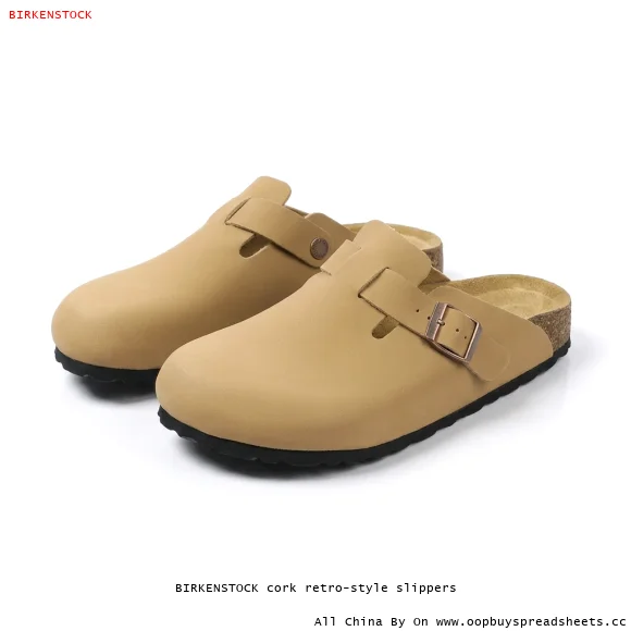 BIRKENSTOCK cork retro-style slippers