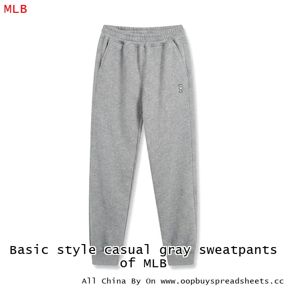 Basic style casual gray sweatpants of MLB