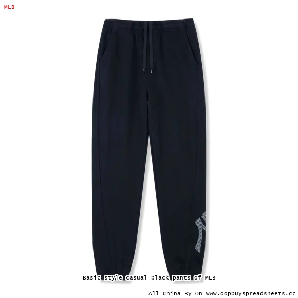Basic style casual black pants of MLB