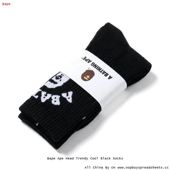 Bape Ape Head Trendy Cool Black Socks
