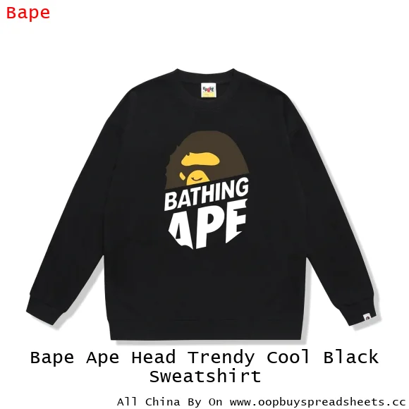 Bape Ape Head Trendy Cool Black Sweatshirt
