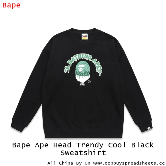 Bape Ape Head Trendy Cool Black Sweatshirt