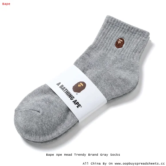 Bape Ape Head Trendy Brand Gray Socks