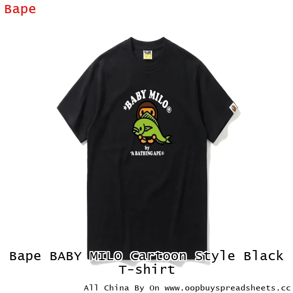 Bape BABY MILO Cartoon Style Black T-shirt