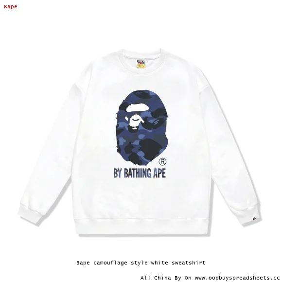 Bape camouflage style white sweatshirt