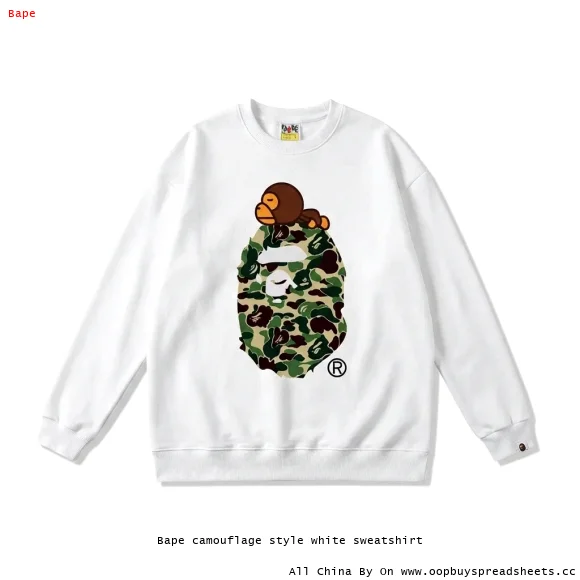 Bape camouflage style white sweatshirt