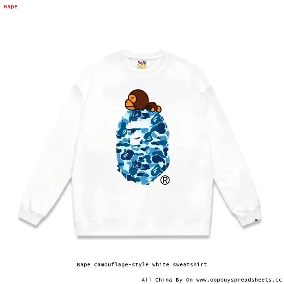 Bape camouflage-style white sweatshirt