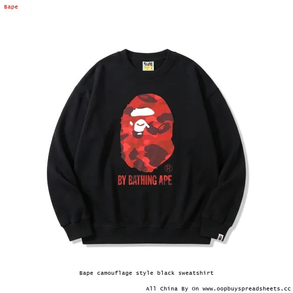 Bape camouflage style black sweatshirt