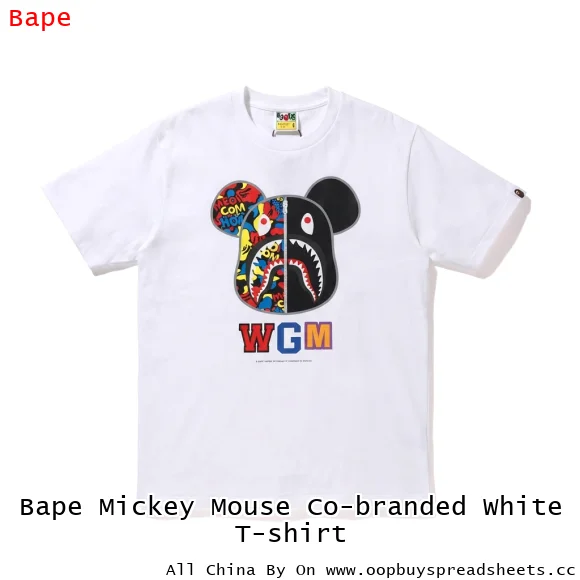 Bape Mickey Mouse Co-branded White T-shirt