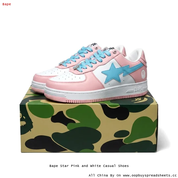 Bape Star Pink and White Casual Shoes