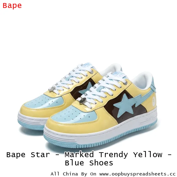 Bape Star - Marked Trendy Yellow - Blue Shoes