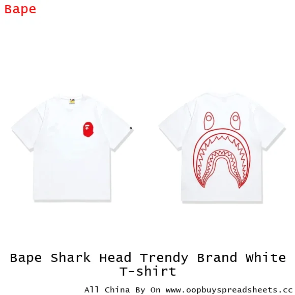 Bape Shark Head Trendy Brand White T-shirt