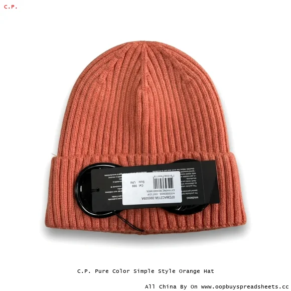 C.P. Pure Color Simple Style Orange Hat