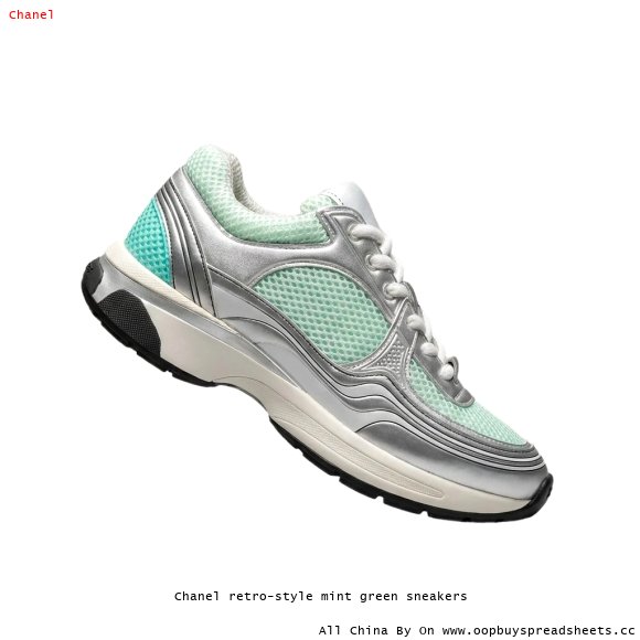 Chanel retro-style mint green sneakers