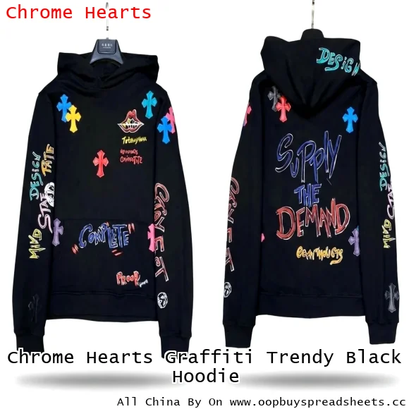 Chrome Hearts Graffiti Trendy Black Hoodie