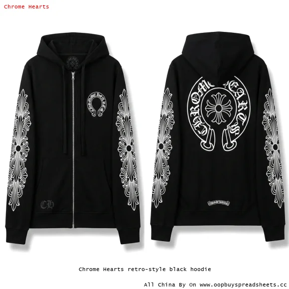 Chrome Hearts retro-style black hoodie