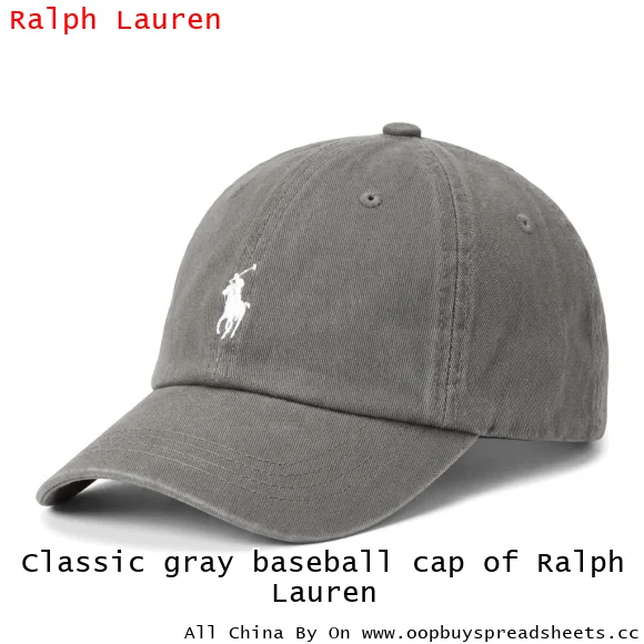 Classic gray baseball cap of Ralph Lauren