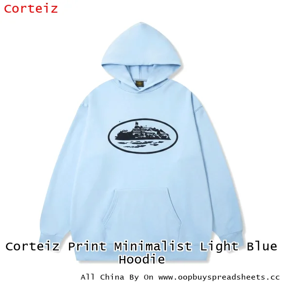 Corteiz Print Minimalist Light Blue Hoodie