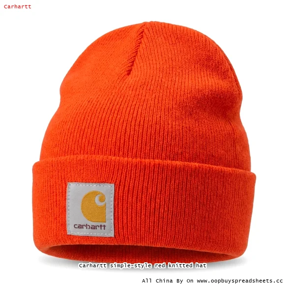 Carhartt simple-style red knitted hat