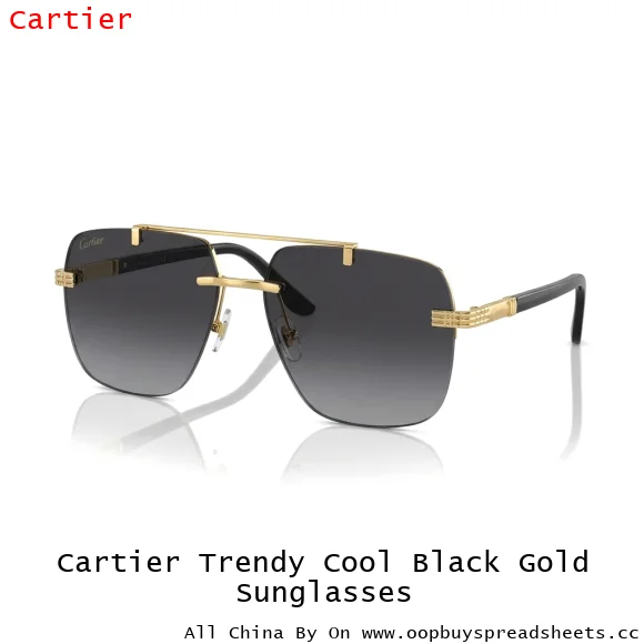 Cartier Trendy Cool Black Gold Sunglasses