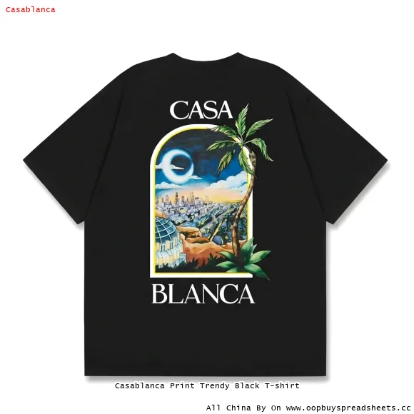 Casablanca Print Trendy Black T-shirt
