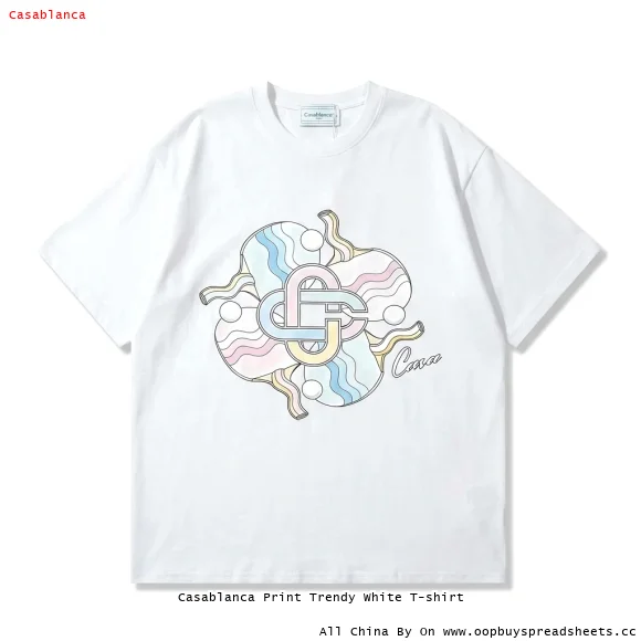 Casablanca Print Trendy White T-shirt