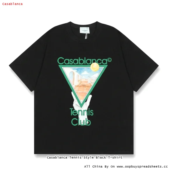 Casablanca Tennis Style Black T-shirt