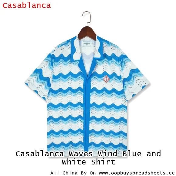 Casablanca Waves Wind Blue and White Shirt