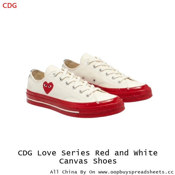 CDG Love Series Red and White Canvas Shoes